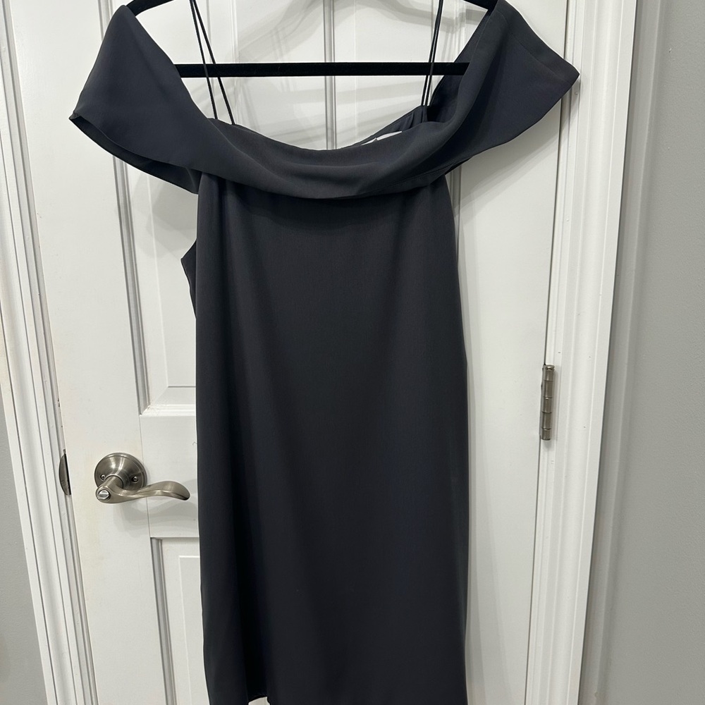 Elegant Dark Gray Off-Shoulder Dress